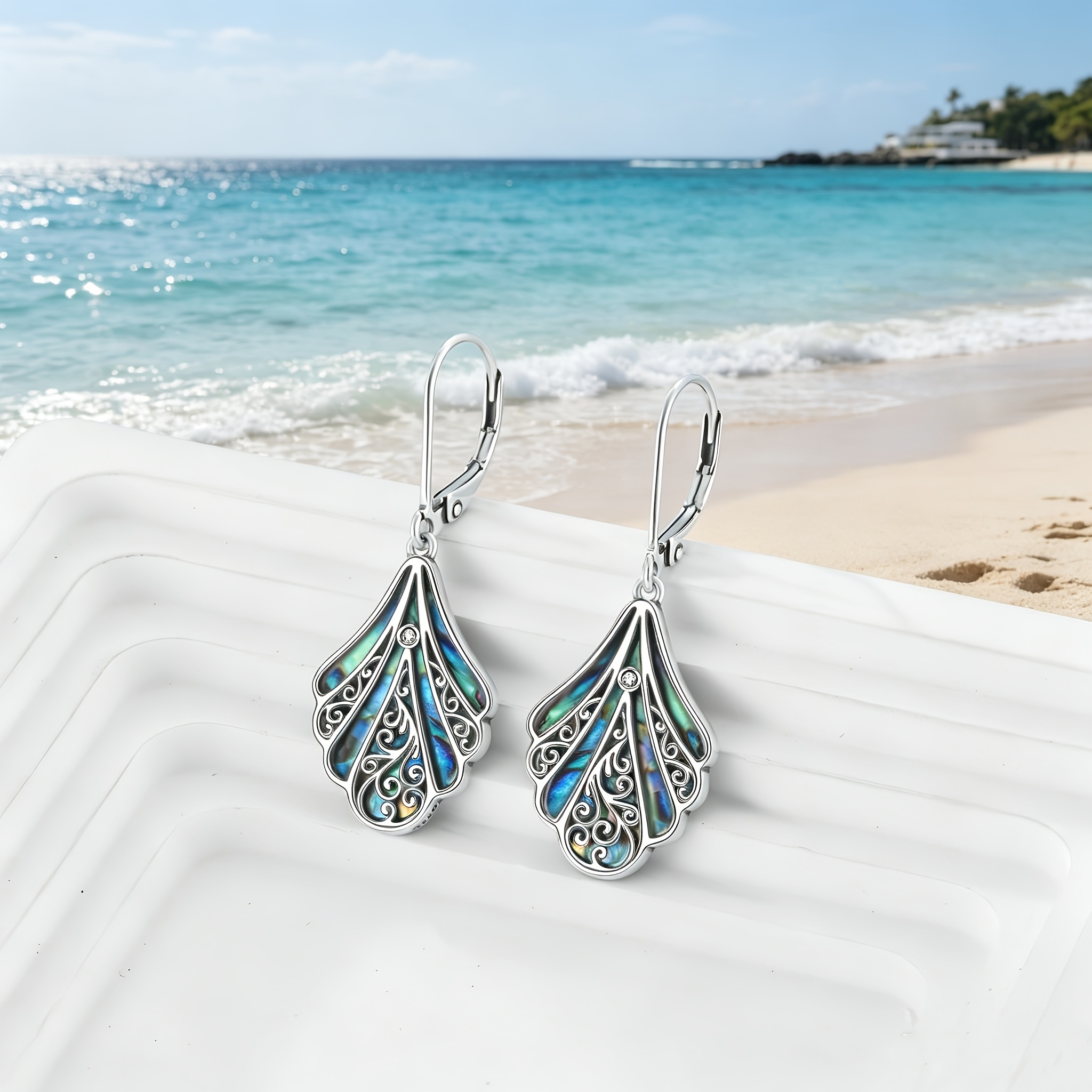 Women's 925 Sterling Silver Abalone Shell Hanging Earrings — Bohemian Style